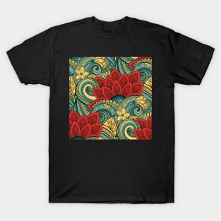 Paisley Print with Vintage Floral Motifs T-Shirt